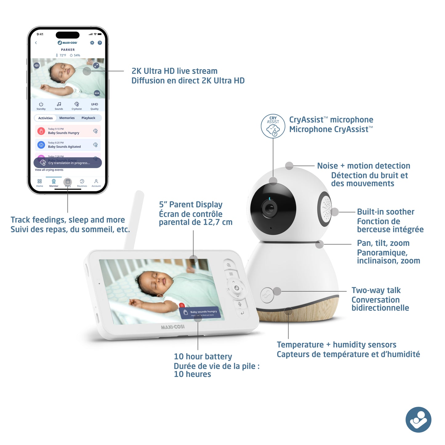 Maxi-Cosi See Pro 360° Baby Monitor & Parent Unit With CryAssist Technology