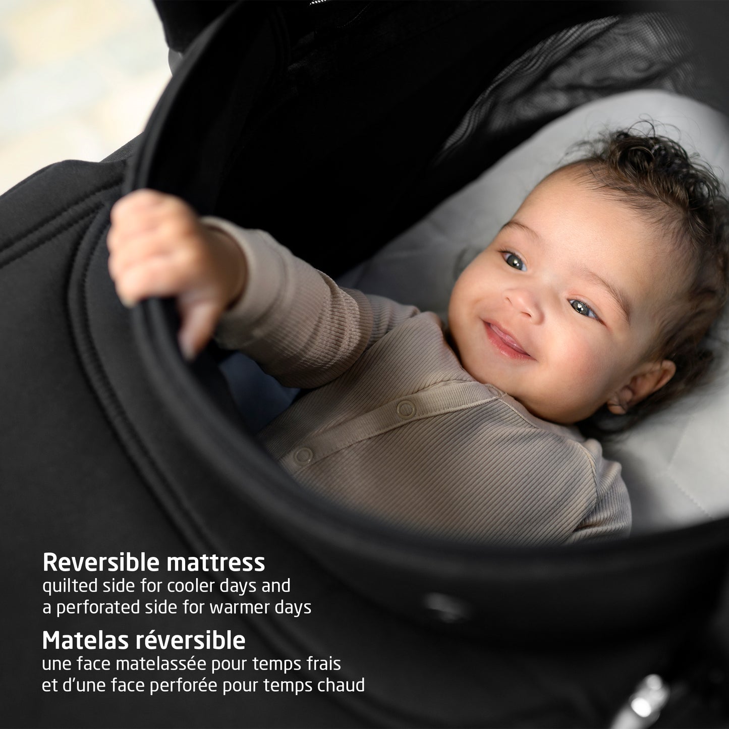 Maxi-Cosi Oria2 Carrycot, Sleep-Approved Newborn Bassinet with Memory Foam Reversible Mattress, ClimaFlow Ventilation, Folds Flat, Compatible with Maxi-Cosi Oxford & Leona Strollers – Twillic Black