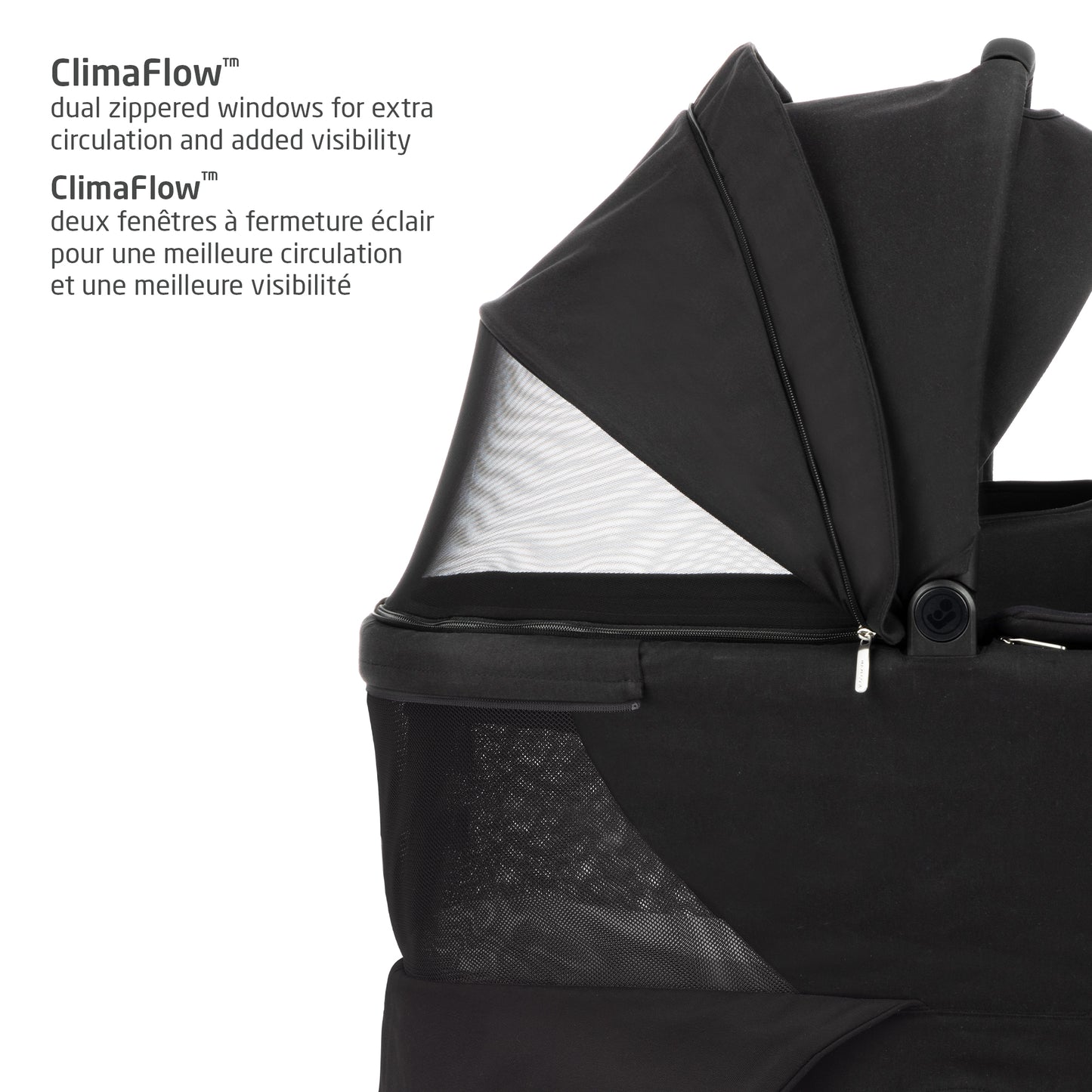 Maxi-Cosi Oria2 Carrycot, Sleep-Approved Newborn Bassinet with Memory Foam Reversible Mattress, ClimaFlow Ventilation, Folds Flat, Compatible with Maxi-Cosi Oxford & Leona Strollers – Twillic Black