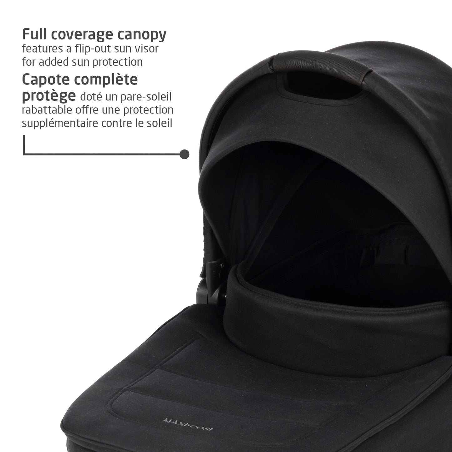 Maxi-Cosi Oria2 Carrycot, Sleep-Approved Newborn Bassinet with Memory Foam Reversible Mattress, ClimaFlow Ventilation, Folds Flat, Compatible with Maxi-Cosi Oxford & Leona Strollers – Twillic Black