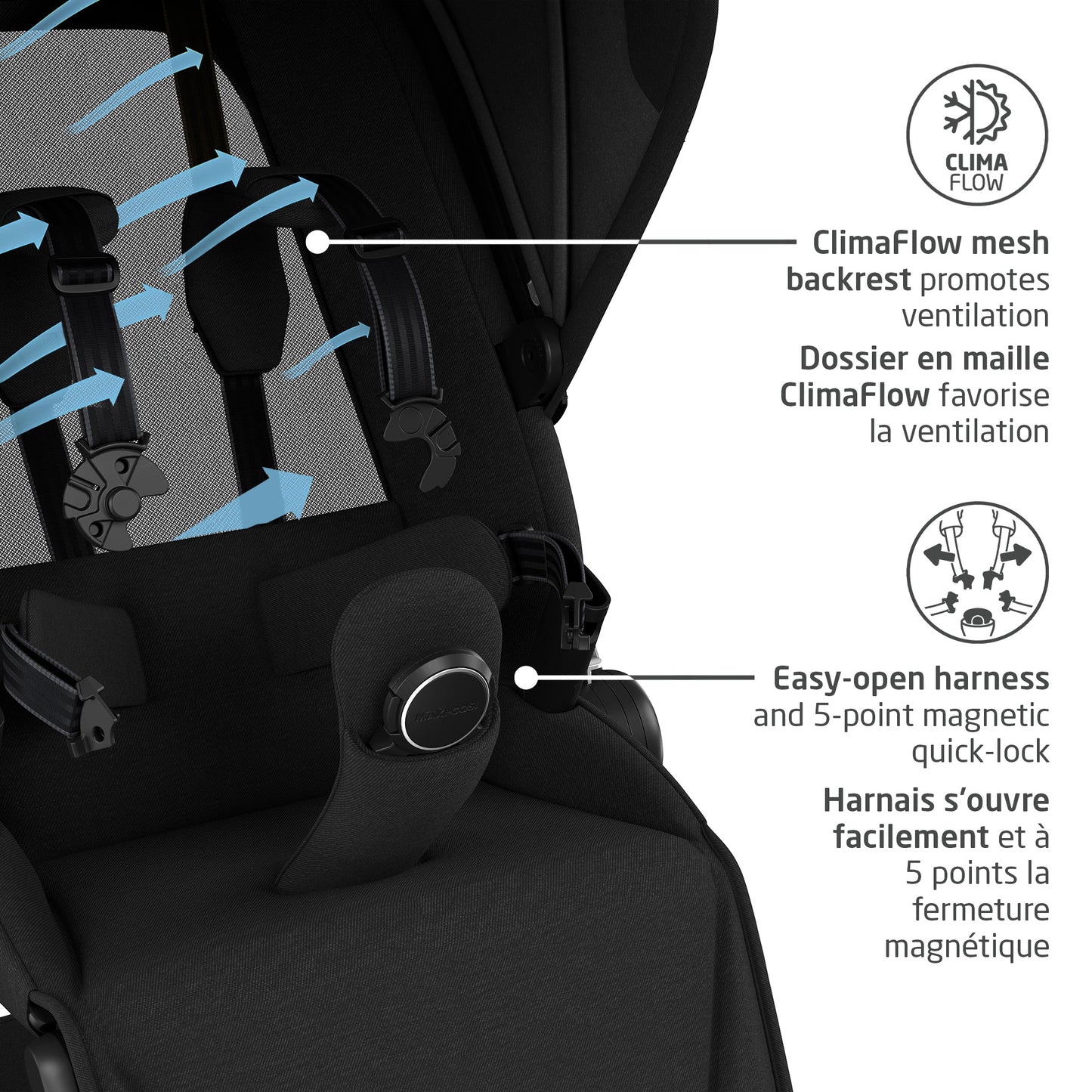 Maxi-Cosi Fame Stroller, European Premium Design, Travel System With Mico Infant Car Seat, Fame Carrycot, & fits two kids with Hop on Board accessory (all sold separately), LumiRide LED Lights, Adjustable Handlebar, Compact Self-Standing Fold
