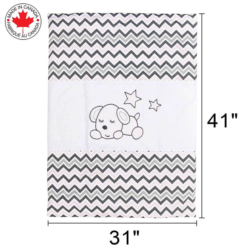 Ensemble de Literie Pour bébé 7 Moceaux Motif Chiot Blanc ZigZag