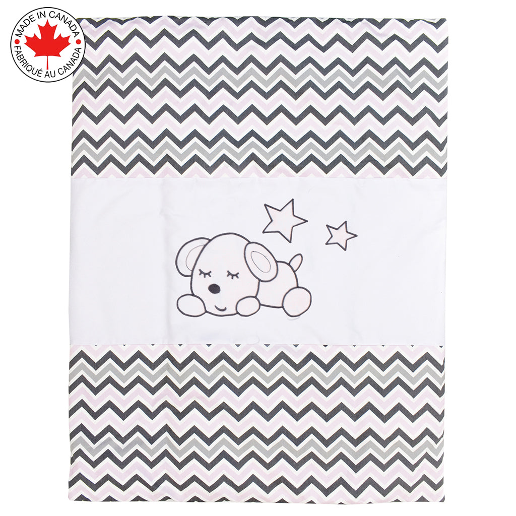 Ensemble de Literie Pour bébé 7 Moceaux Motif Chiot Blanc ZigZag