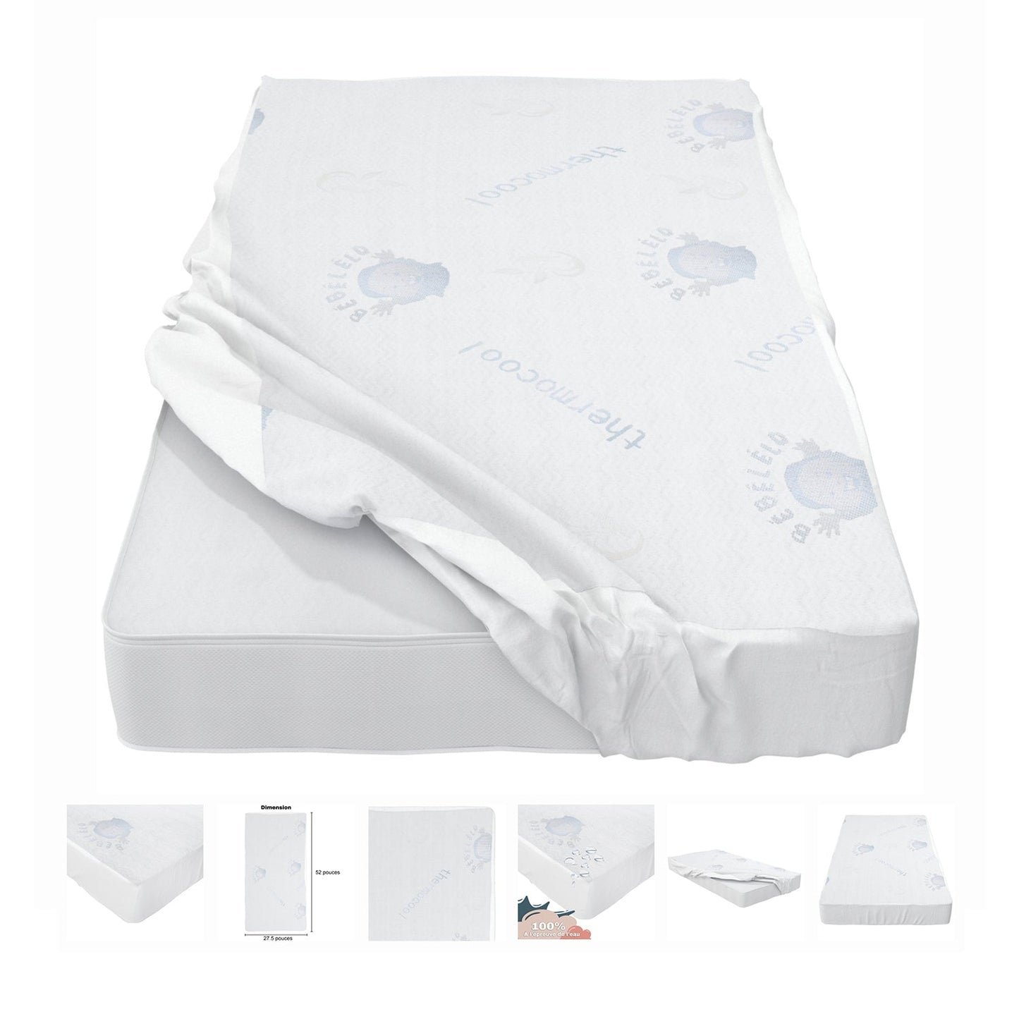 Housse de berceau pour bébé imperméable et respirante, 28 x 52 pouces