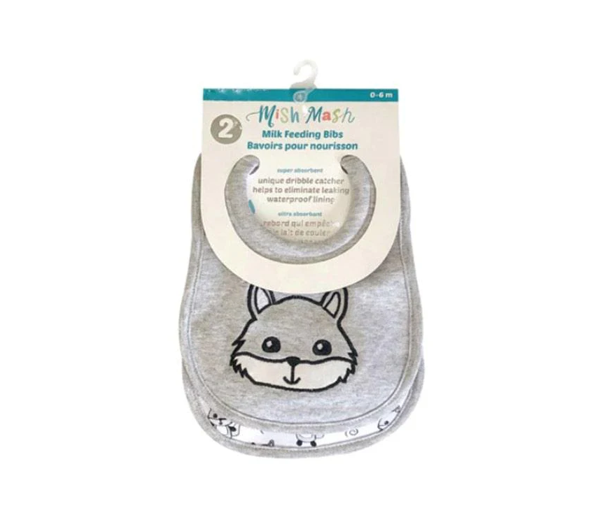 2 Pack Mish Mash Baby Milk Feeding Newborn Bibs