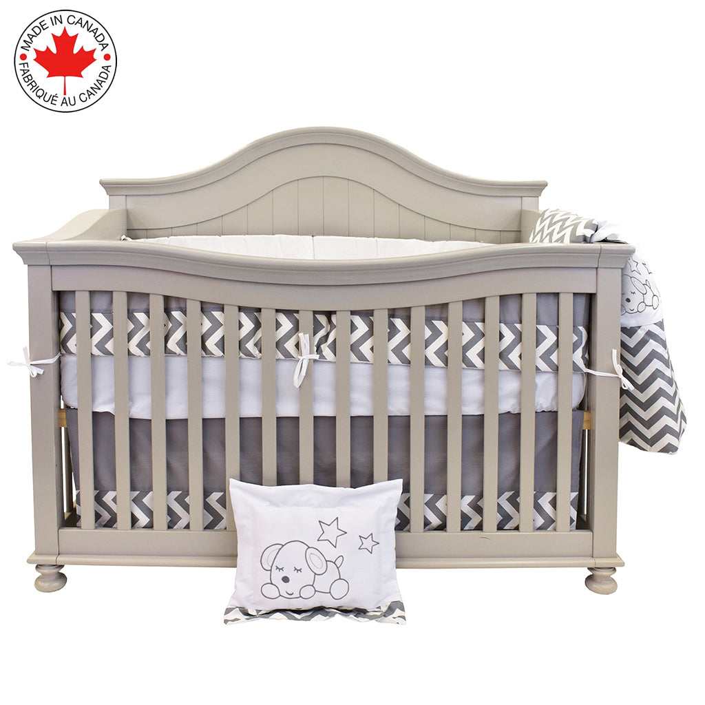 Ensemble de Literie Pour bébé 8 Moceaux Motif Chiot Blanc Zig-Zag