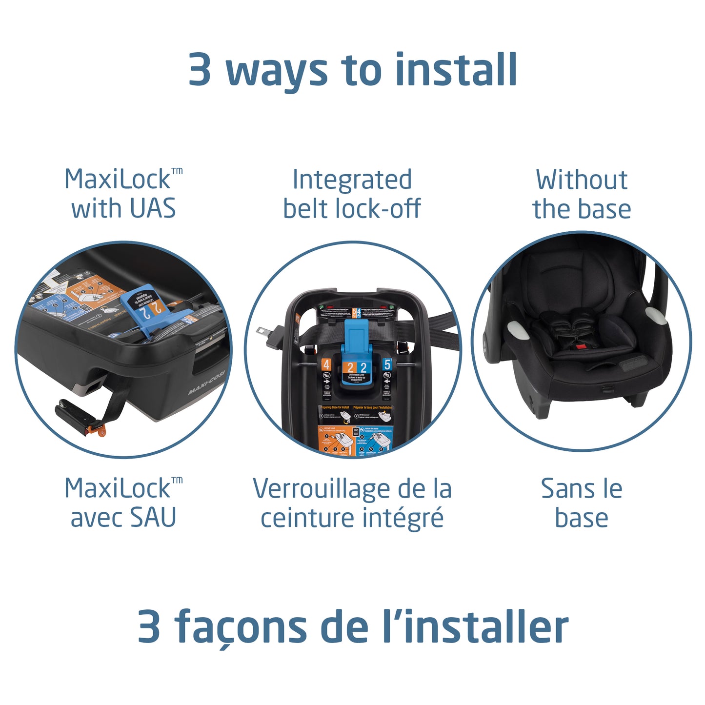 Siège d'auto pour bébé Mico Luxe+ de Maxi Cosi, léger, installation facile avec la technologie MaxiLock™, jambe de force, housse de siège lavable, ventilation ClimaFlow™, protection contre les chocs latéraux, tissus EcoCare