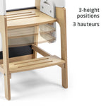 Maxi-Cosi Toucan 3-in-1 Learning Tower, Montessori Toddler Step Stool for Kitchen, 3 Heights, Transforms into Desk Table &amp; Chair, Built-In Chalkboard - Natural White