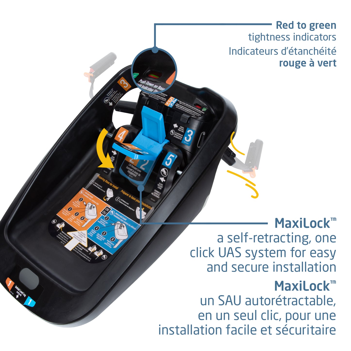 Siège d'auto pour bébé Mico Luxe+ de Maxi Cosi, léger, installation facile avec la technologie MaxiLock™, jambe de force, housse de siège lavable, ventilation ClimaFlow™, protection contre les chocs latéraux, tissus EcoCare