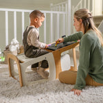 Maxi-Cosi Toucan 3-in-1 Learning Tower, Montessori Toddler Step Stool for Kitchen, 3 Heights, Transforms into Desk Table &amp; Chair, Built-In Chalkboard - Natural White