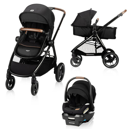 Maxi-Cosi New Generation Zelia Luxe 5-in-1 Modular Travel System, Carriage Mode, Reversible Toddler Seat, Mico Infant Car Seat (included), Enhanced All-Terrain Wheels, Use from Birth