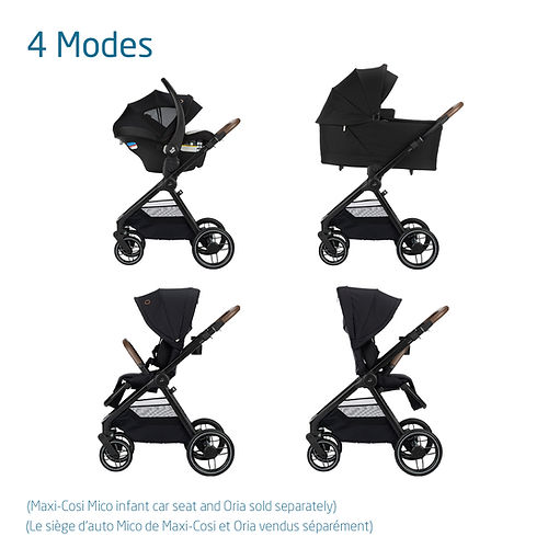 Maxi-Cosi Oxford Stroller - Stylish & Functional with Spacious Seat, Ergonomic Recline, Compact Fold, Puncture-Proof Wheels, Travel System Compatibility - Essential Black