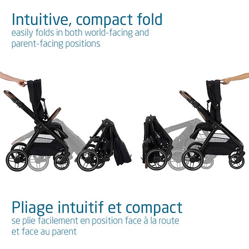 Maxi-Cosi Oxford Stroller - Stylish & Functional with Spacious Seat, Ergonomic Recline, Compact Fold, Puncture-Proof Wheels, Travel System Compatibility - Essential Black